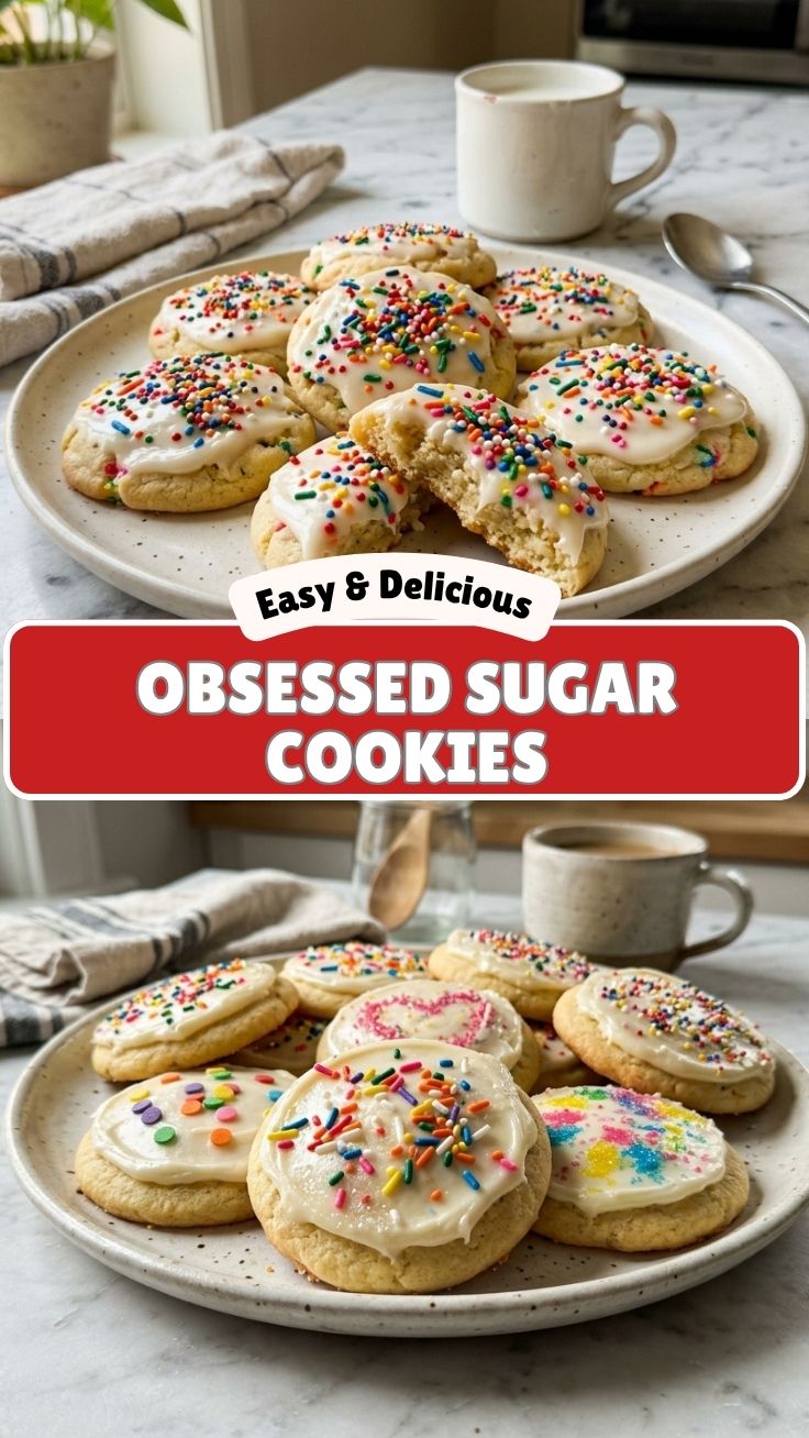 A plate of freshly baked sugar cookies with a dusting of sugar.