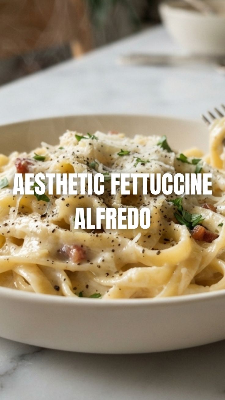 A serving of creamy fettuccine alfredo garnished with parsley
