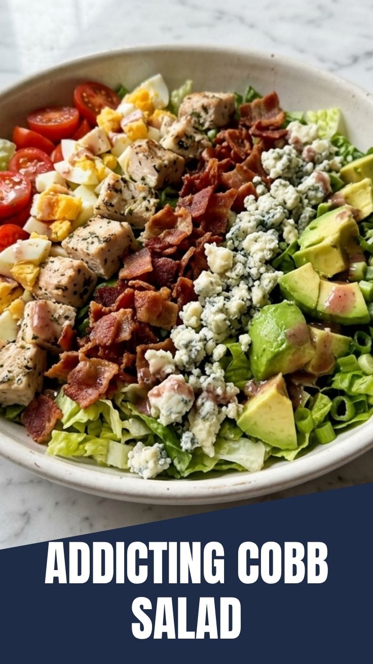 A vibrant Cobb salad with fresh greens and toppings