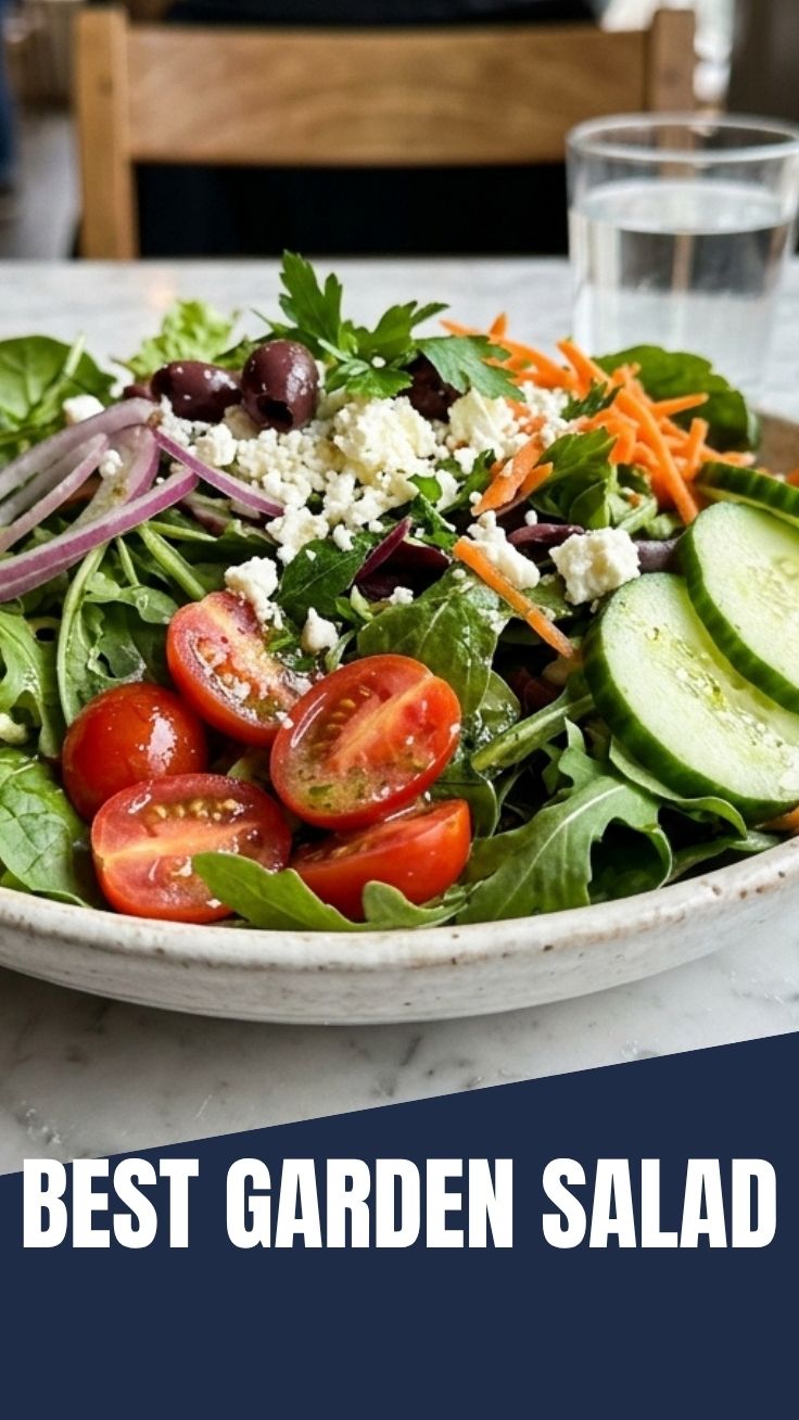 A colorful and fresh garden salad with mixed greens, tomatoes, and cucumbers