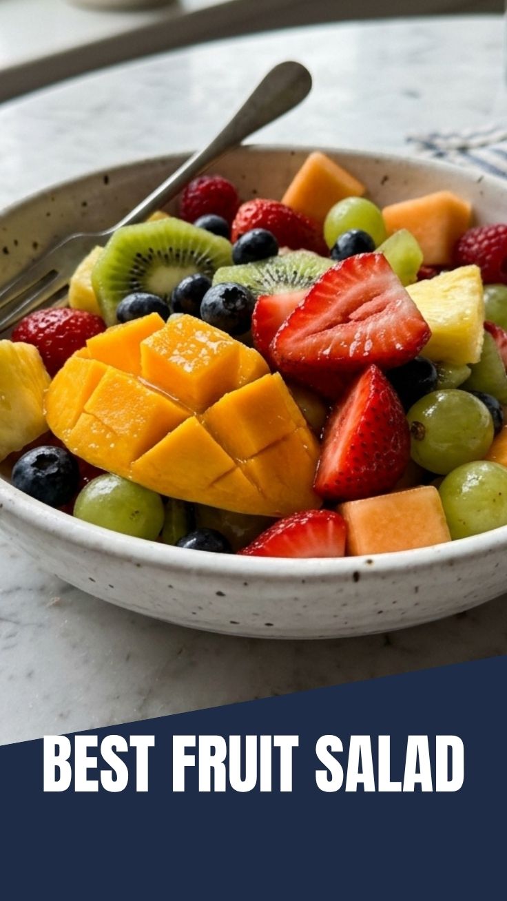 A vibrant fruit salad featuring various fresh fruits